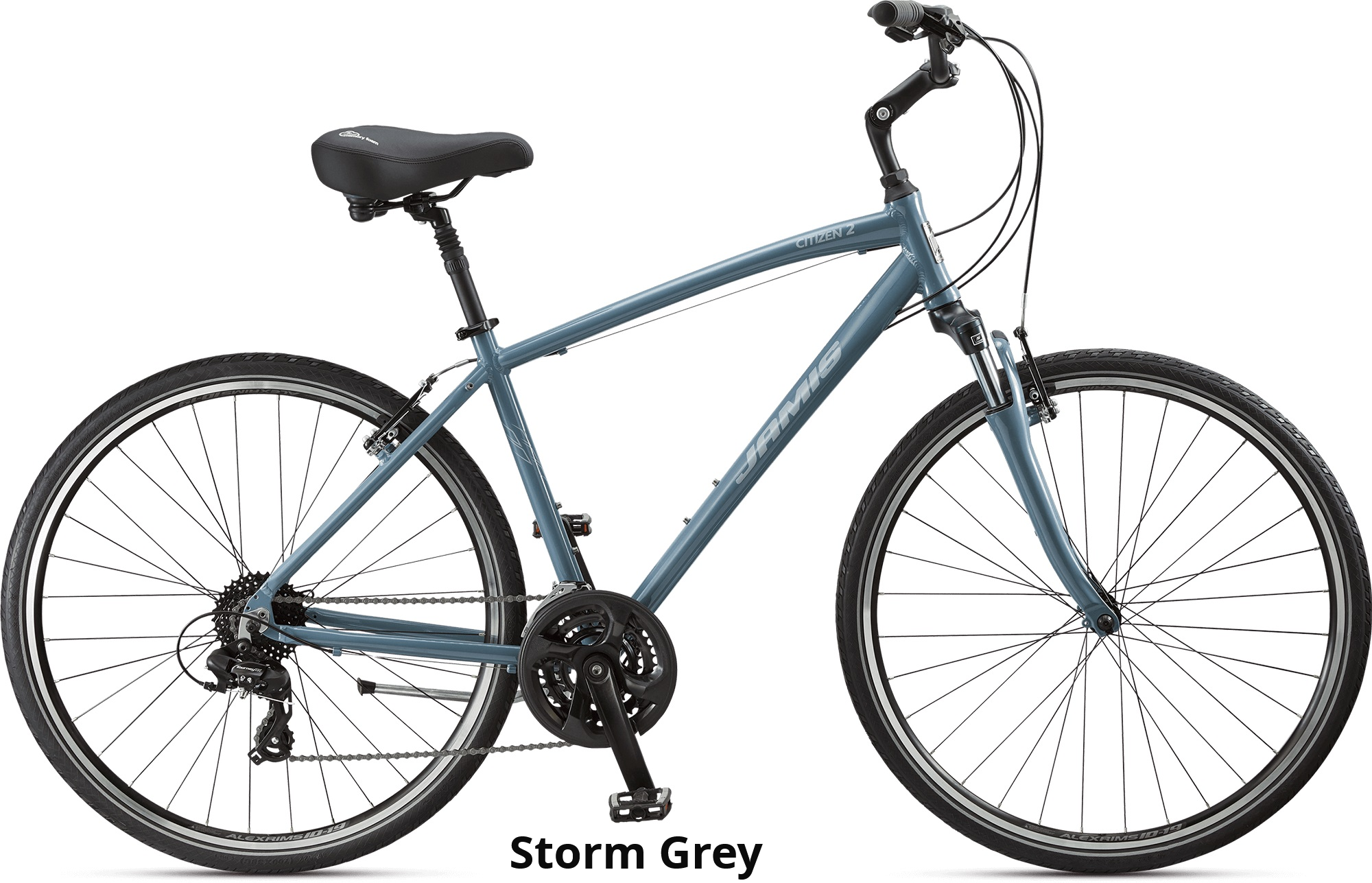 Jamis Citizen 2 - $699.99
Aluminum Frame
Suspension fork
Microshift 3x7 Drivetrain
 Memory foam saddle
Suspension seatpost
