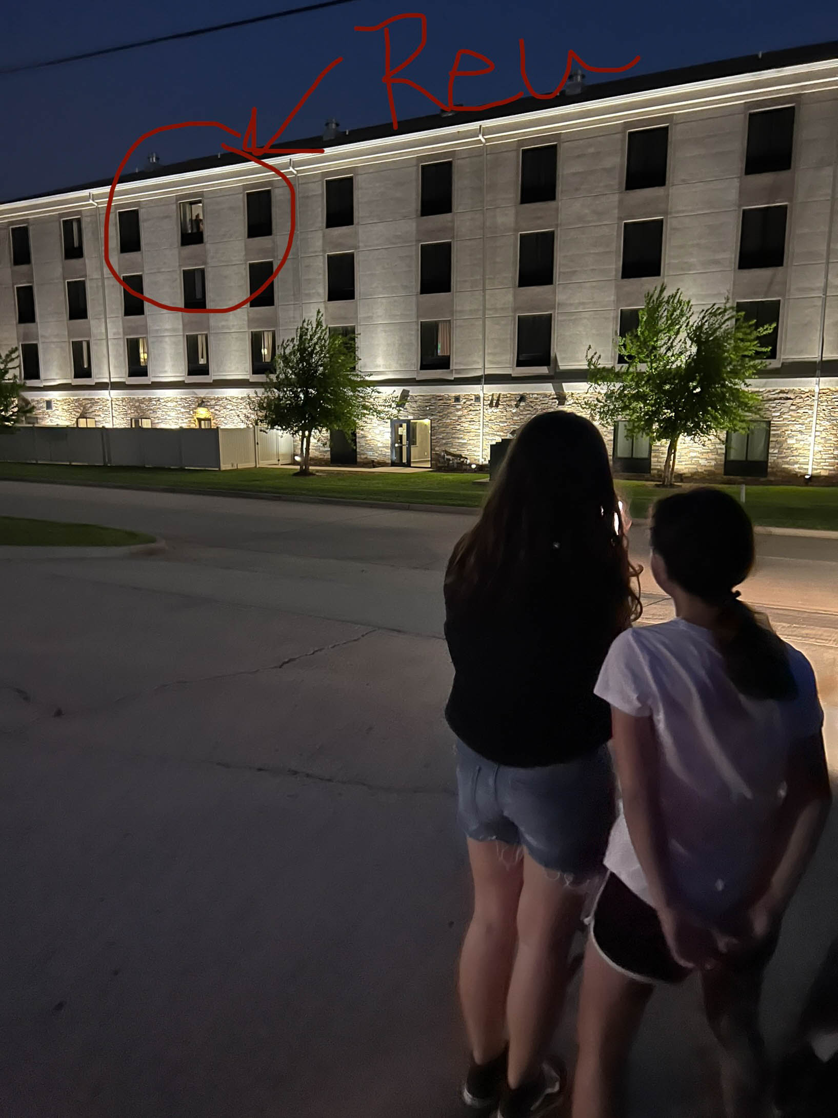 We came to visit and waved to him from outside