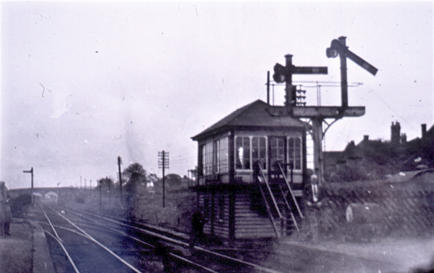 Signal Box with buldings in Station Road behind