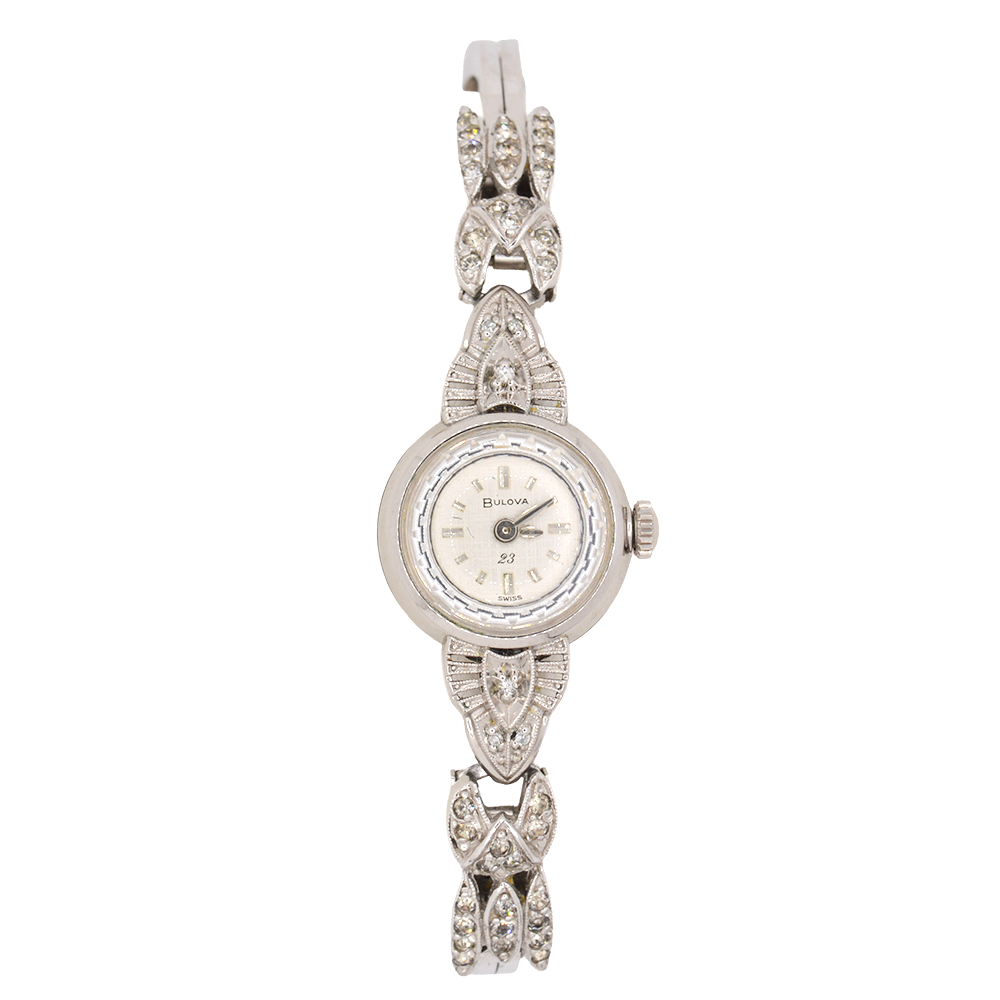10K WHITE GOLD-FILLED BULOVA VINTAGE WATCH $150