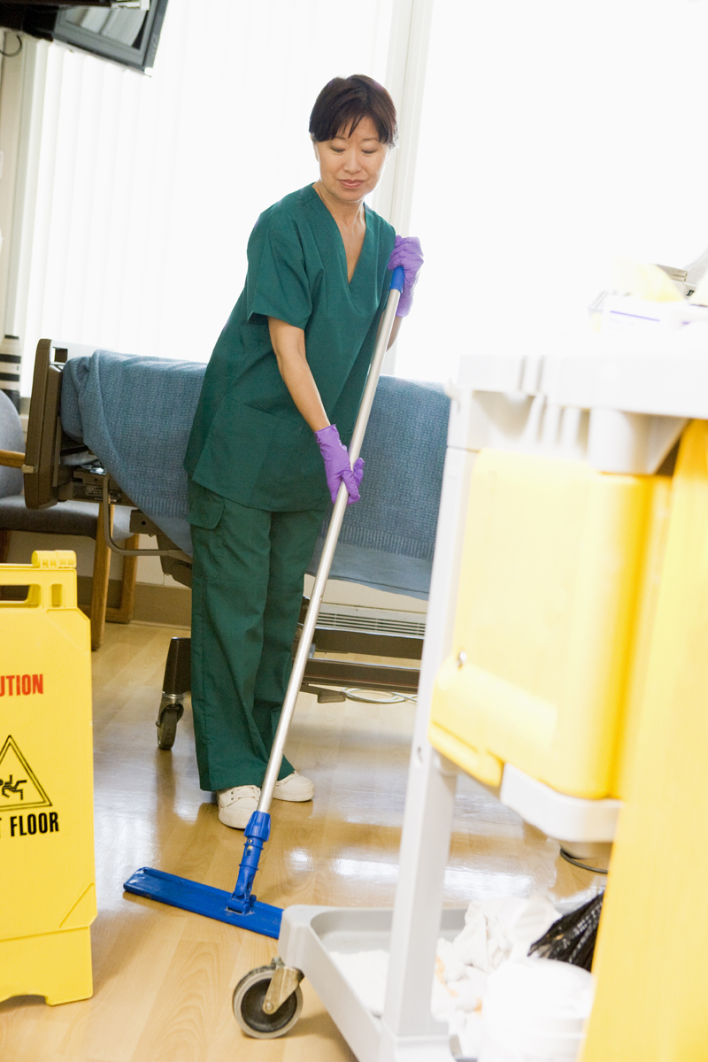 Mopping the floor in hospital||||