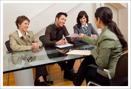 Woman attending an interview||||