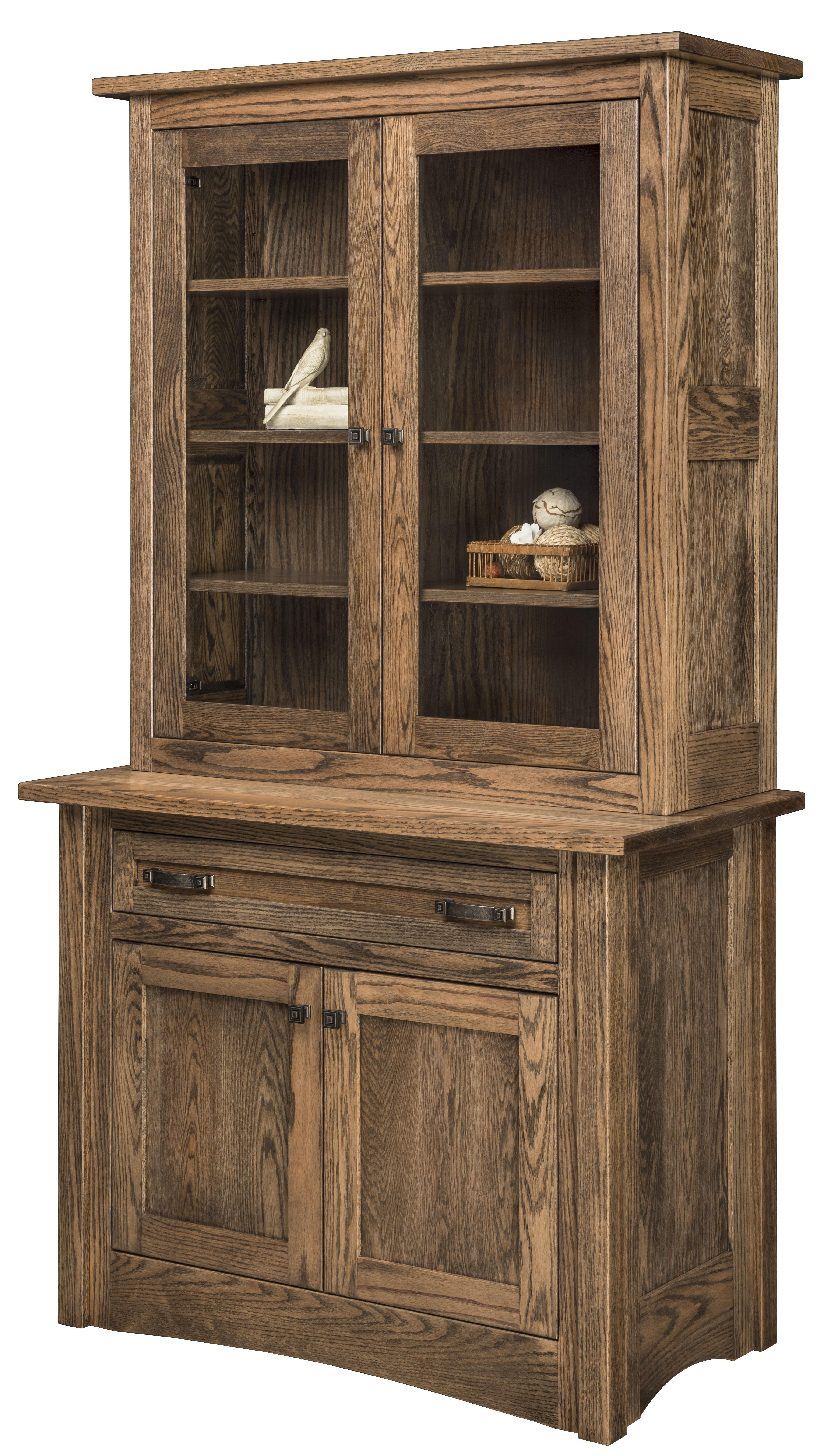 Aspen Credenza and Glass Door Bookcase Hutch-#126