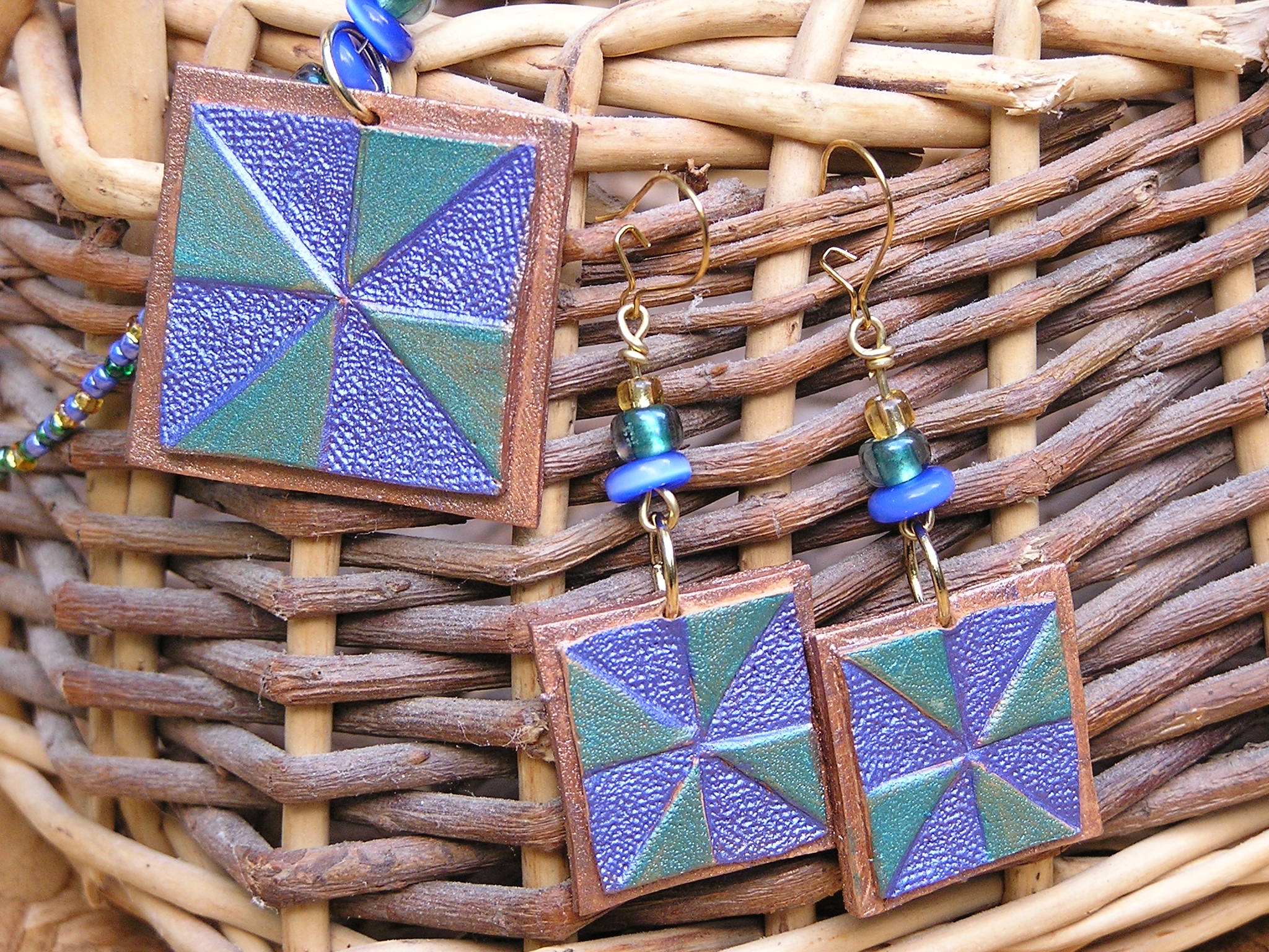 Leather Earrings and matching Pendant