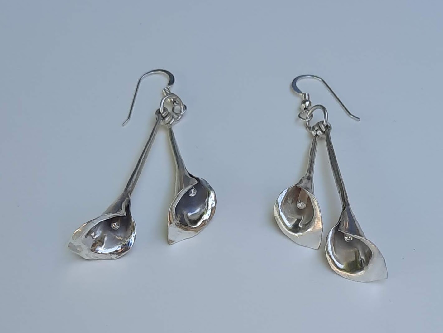 JE008s DOUBLE CALLA EARRINGS Fabricated Sterling Silver