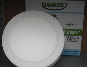Panel LED SLIM 12W 6" /85-265V 
6500K -  Redondo Sobreponer 
Lumek Código 15022 