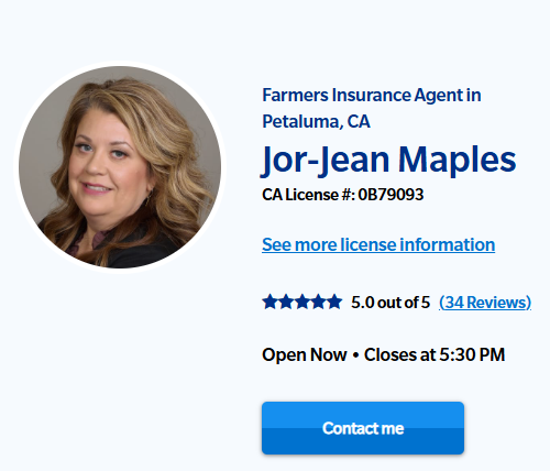 Farmers Insurance
125 Washington St.
Petaluma CA 94952
(707) 765-1420
agents.farmers.com