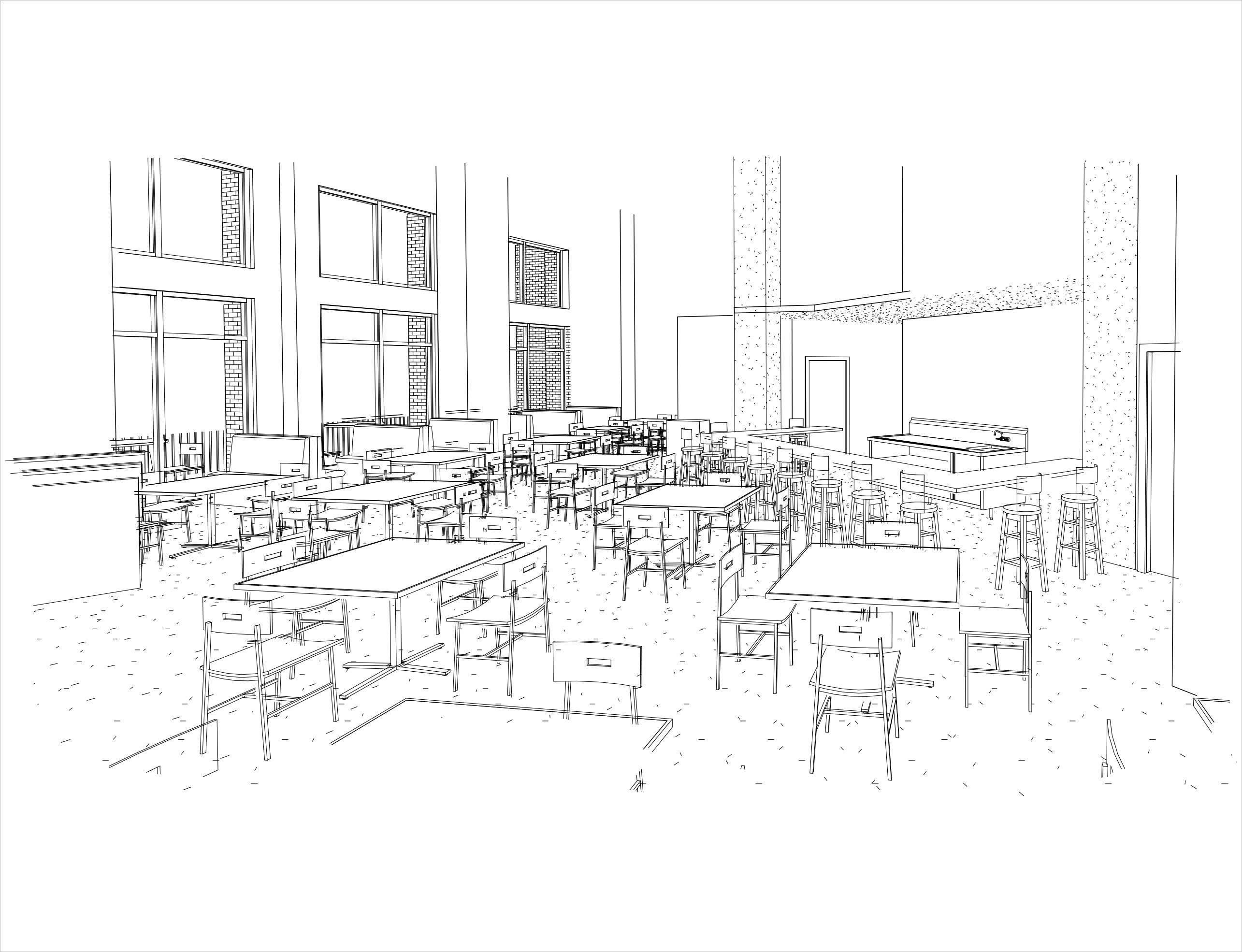 Thai Esane Restaurant Interior 3D View