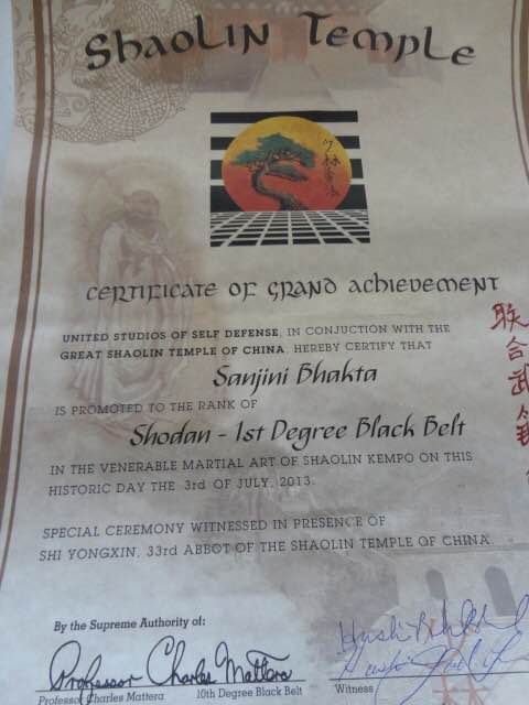 Sheolin Temple Grand Achievement Certificate