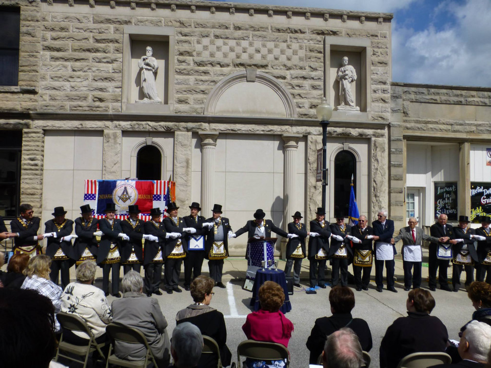 Grand Lodge dedication of the Ellettsville Lodge #245 and the custom statues of St. John the Baptist and St. John the Evangelist.
