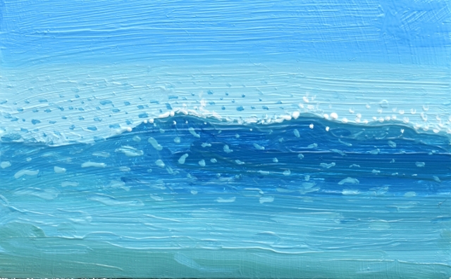 Leonard, Blue Wave, 3" x 5" Oil