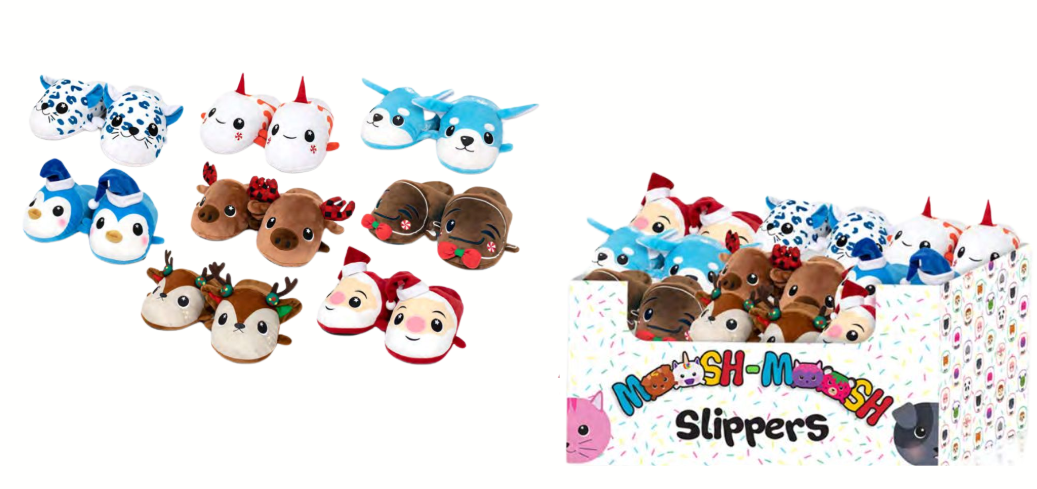 3865C 
KIDS PAIRS SIZE - MOOSH MOOSH CHRISTMAS SLIPPERS
3854C
ADULT PAIRS SIZE - MOOSH MOOSH CHRISTMAS SLIPPERS
48 CS
