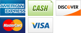 We accept American Express, Cash, Discover, MasterCard and Visa.||||
