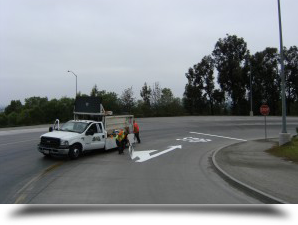 Striping work in progress||||