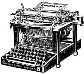 Ink drawing of an old mechanical typewriter