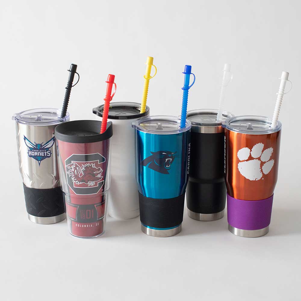 Straws Assorted Caps On 4