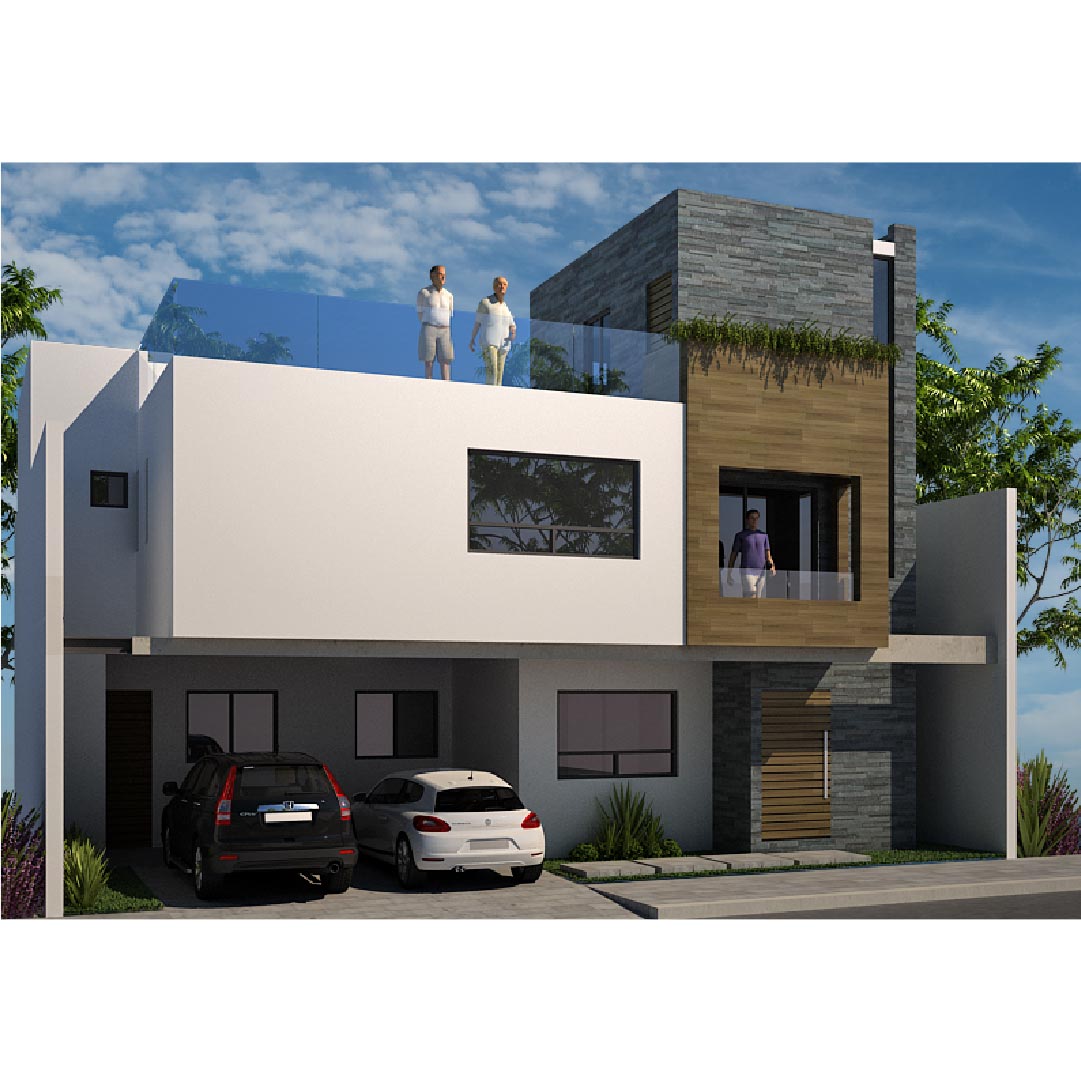 Modern interior with a table and two chairs