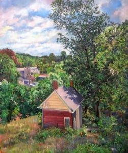 Ellicott City, Hot June Day, 24" x 20" Oil on Canvas