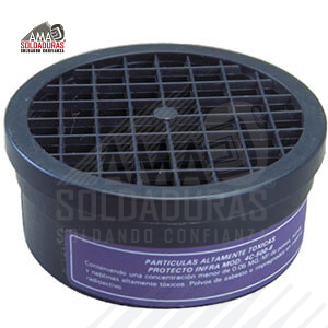 CARTUCHO ETIQUETA VIOLETA
Categoría: Cartuchos
Descripción: Protección contra polvos altamente tóxicos, partículas y humos conteniendo una concentración no mayor de 0.05 mg/m3 
Para respiradores: SIISA
Normas: Certificación de Normas Oficiales Mexicanas y cumplen requerimientos NIOSH
NOM-116-STPS-2009
