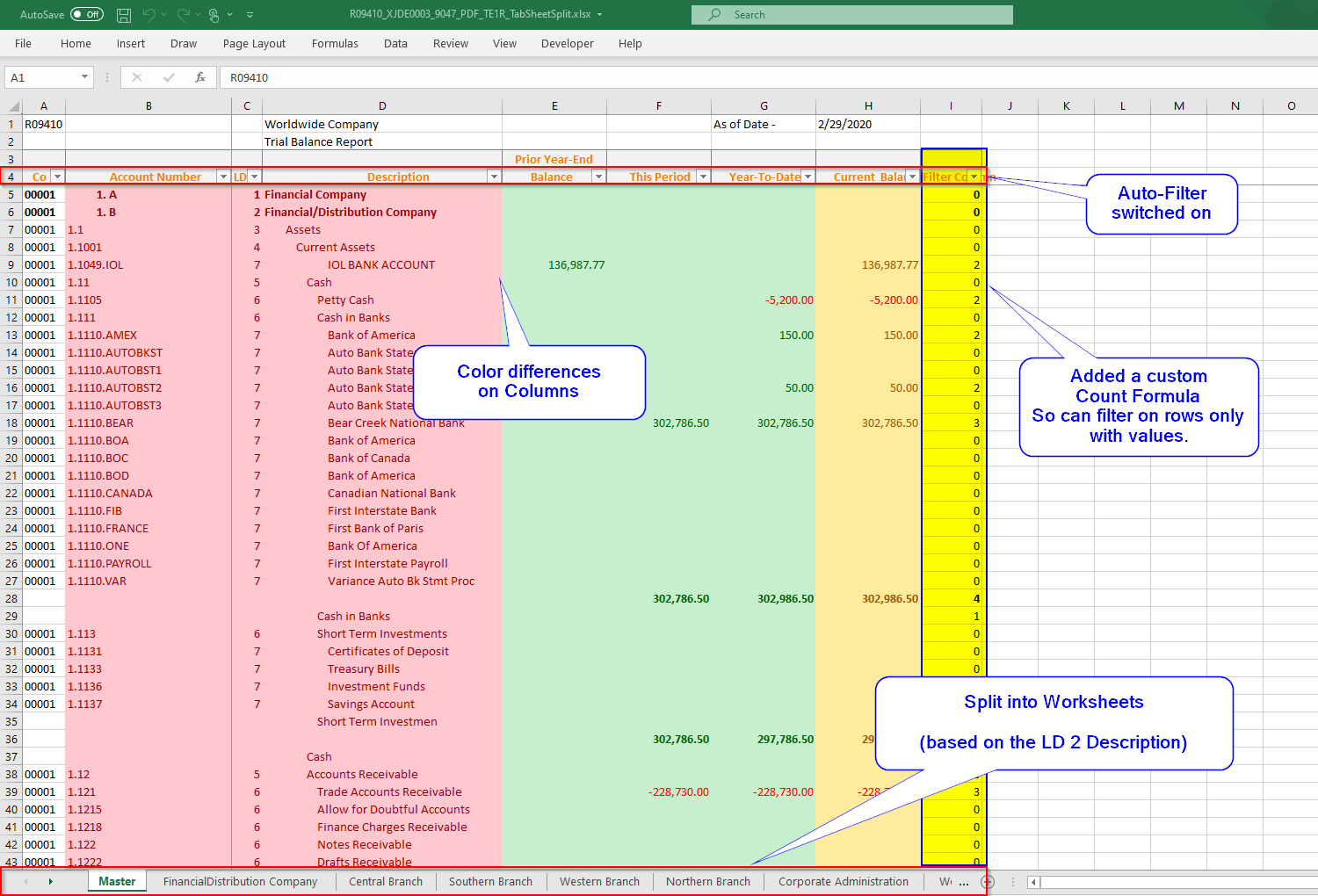 Added setting for Split into 
Tab  pages and custom Formulas