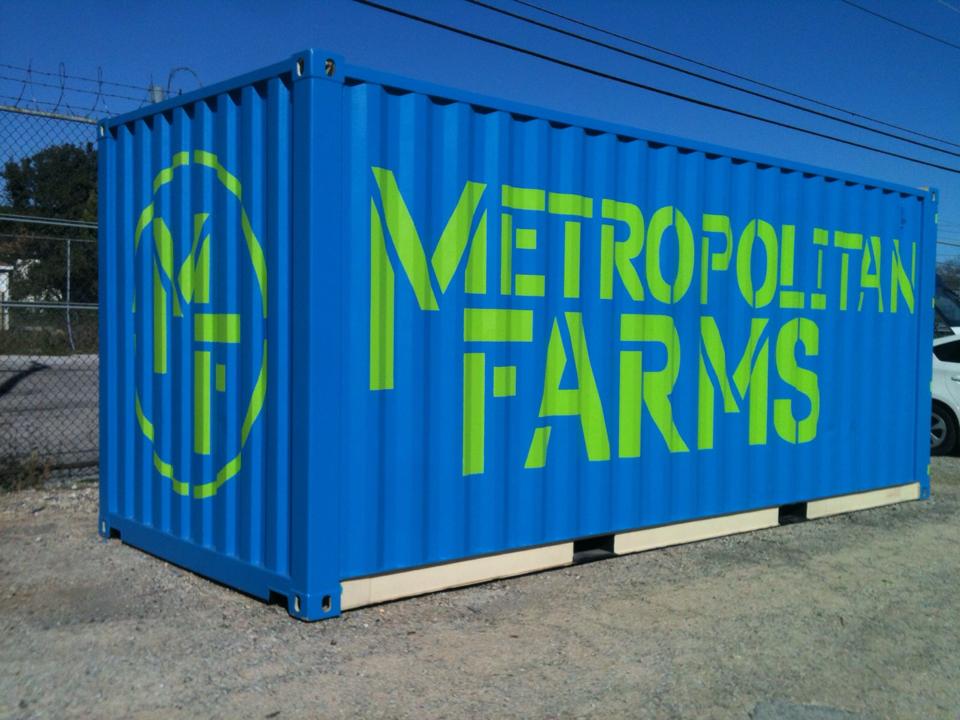image of graphics on shipping container painted using paint mask stencils
