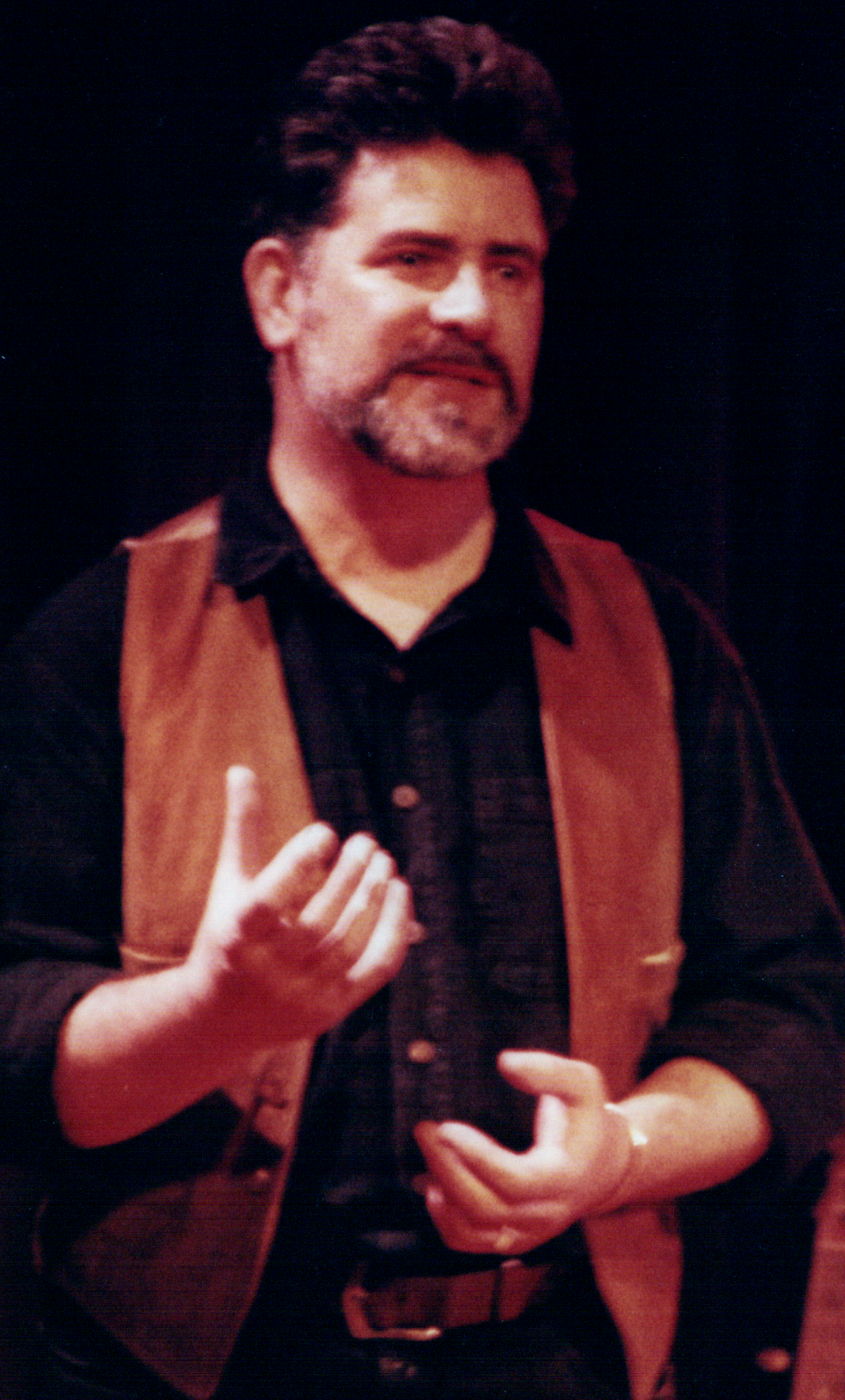 Two painted colourful hands