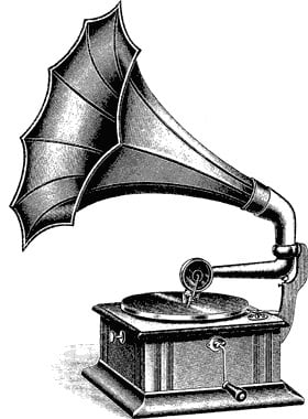 Drawing of old gramophone (record player)