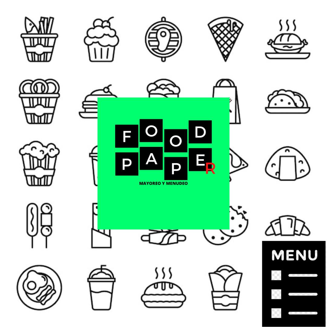 FOOD PAPER 
EMPAQUE GRADO ALIMENTICIO
PAPAEL IMPRESO TINTA VEGETAL 