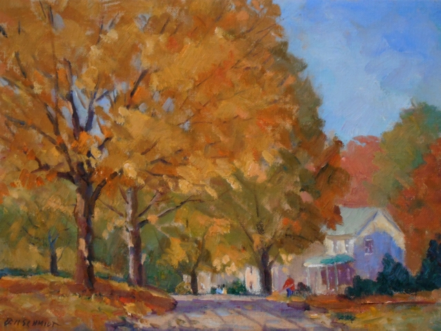 Schmidt, Fall in the Suburbs, 9x12 Oil