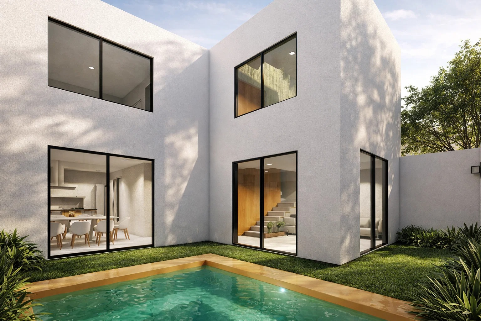 Jardin con alberca privada