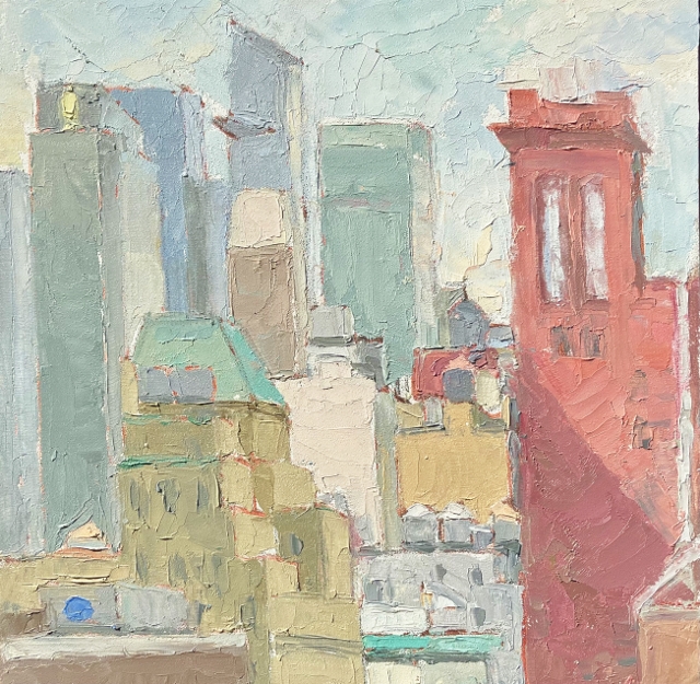 Levant, View of Morgan Tower, 8" x 8" Oil