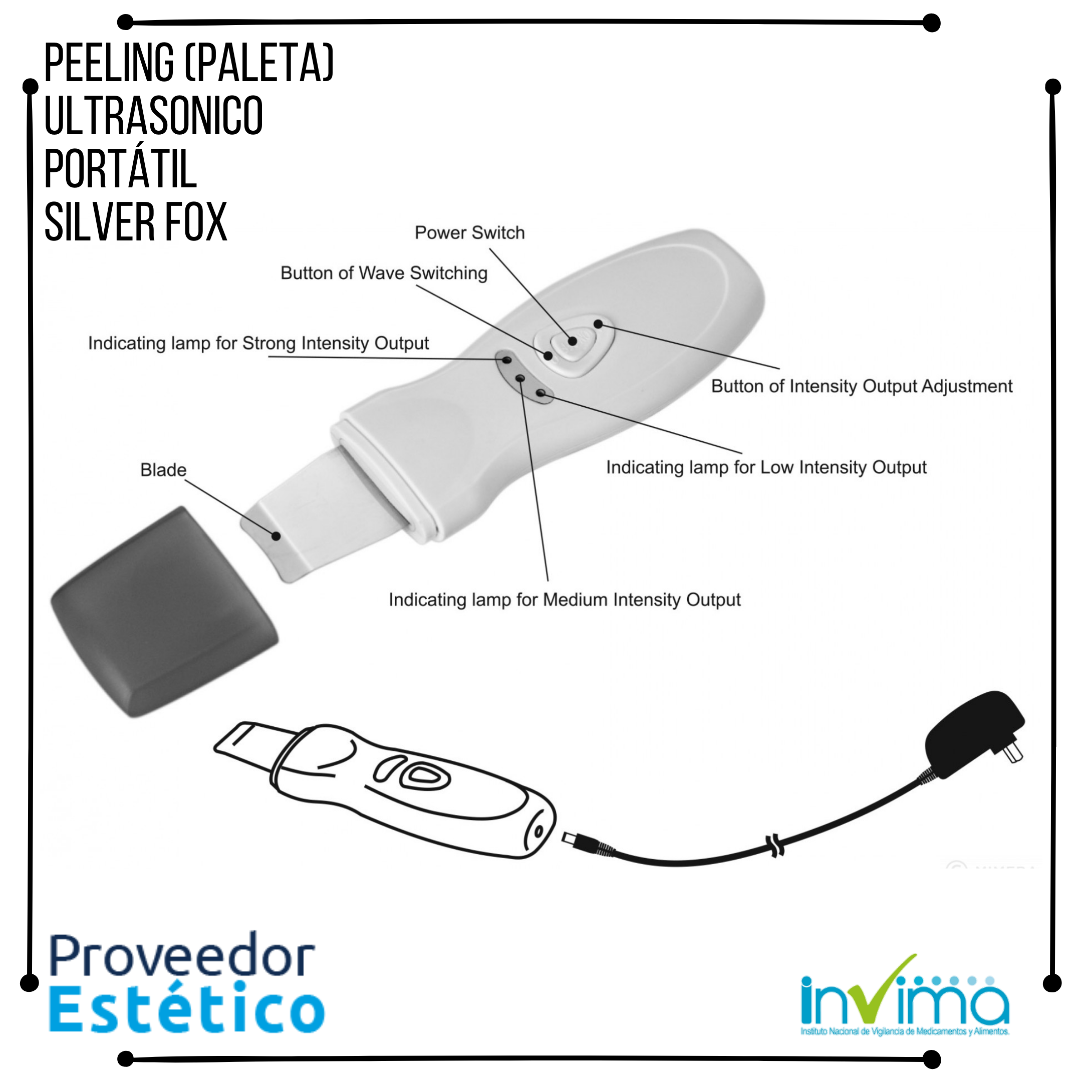 Peeling (paleta) Ultrasonica portátil Silver Fox 