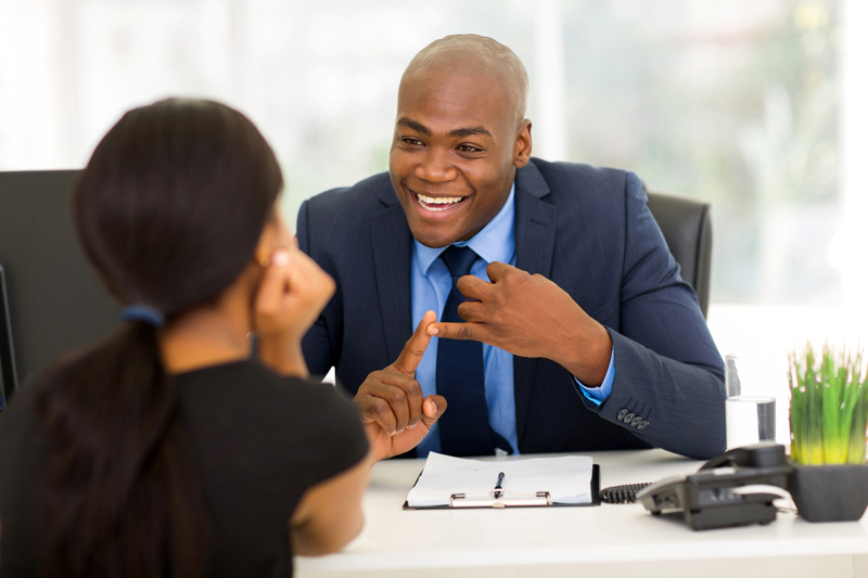 Businessman with client