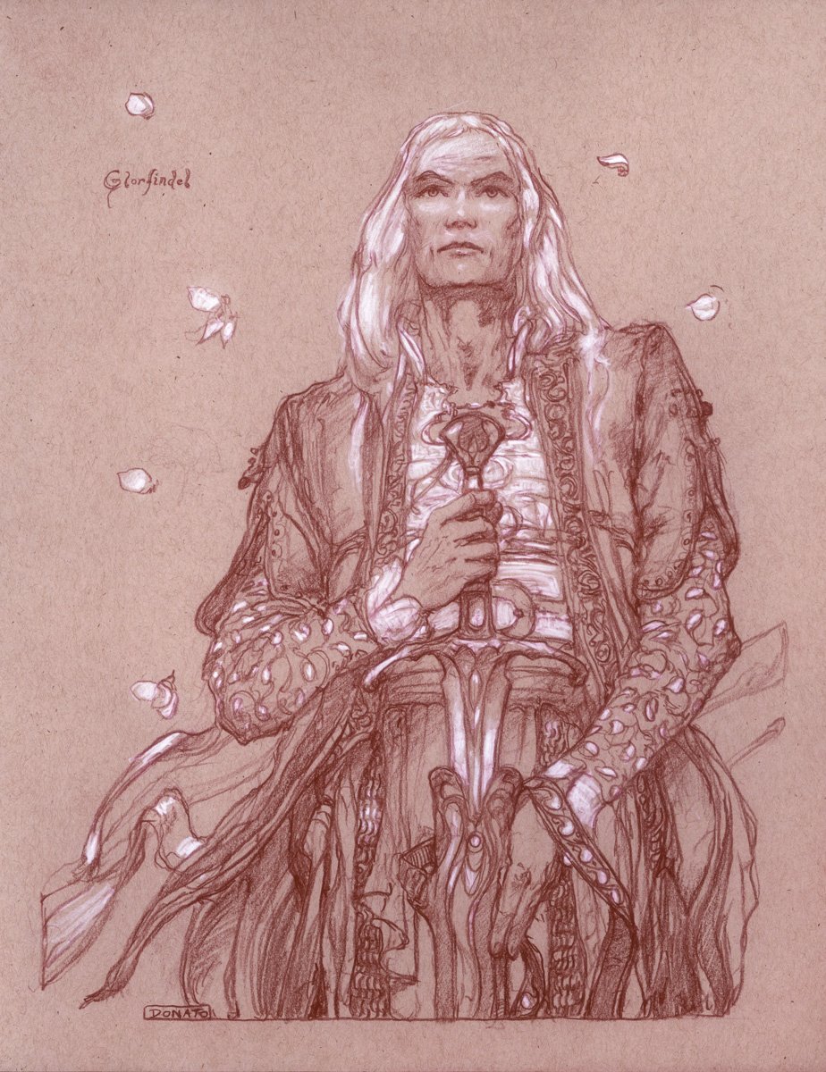 Glorfindel
14" x 11"  Watercolor Pencil and Chalk on Toned Paper 2018
Illustration for The Lord of the Rings by J.R.R. Tolkien