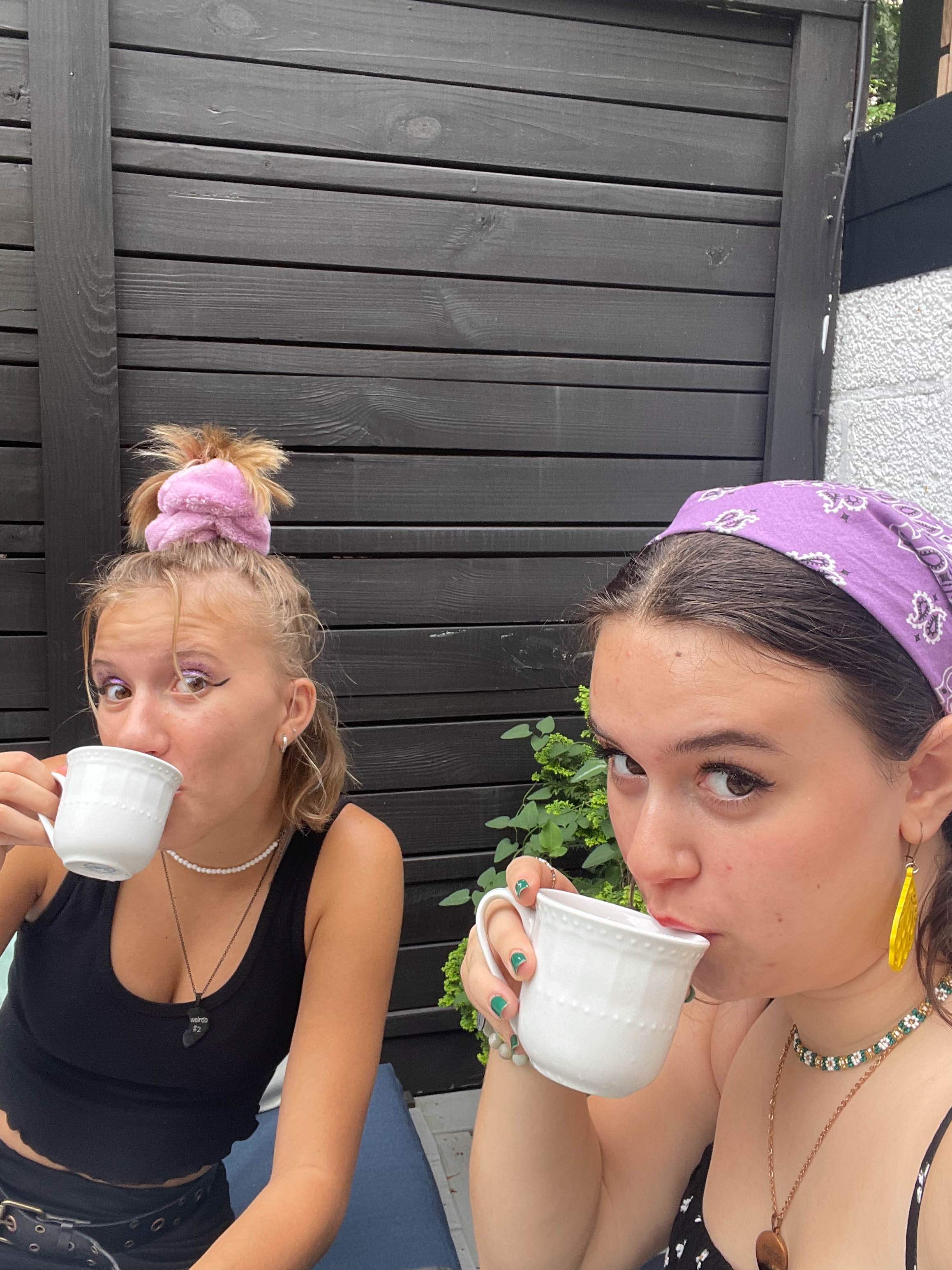 Tea time with Gracie on our patio in Philly