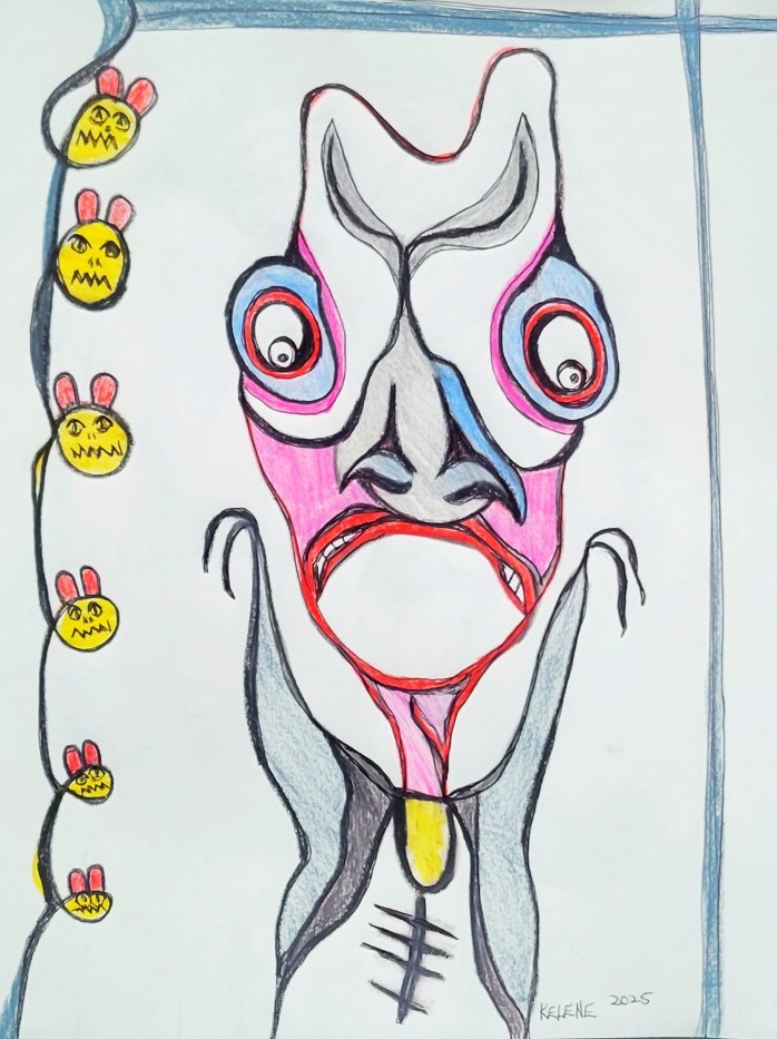 TITLE LURCH 12 X 14 Pen and pencil on paper Kelene 2025
