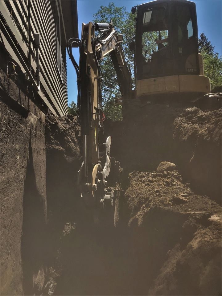 Excavation for basement exterior waterproofing