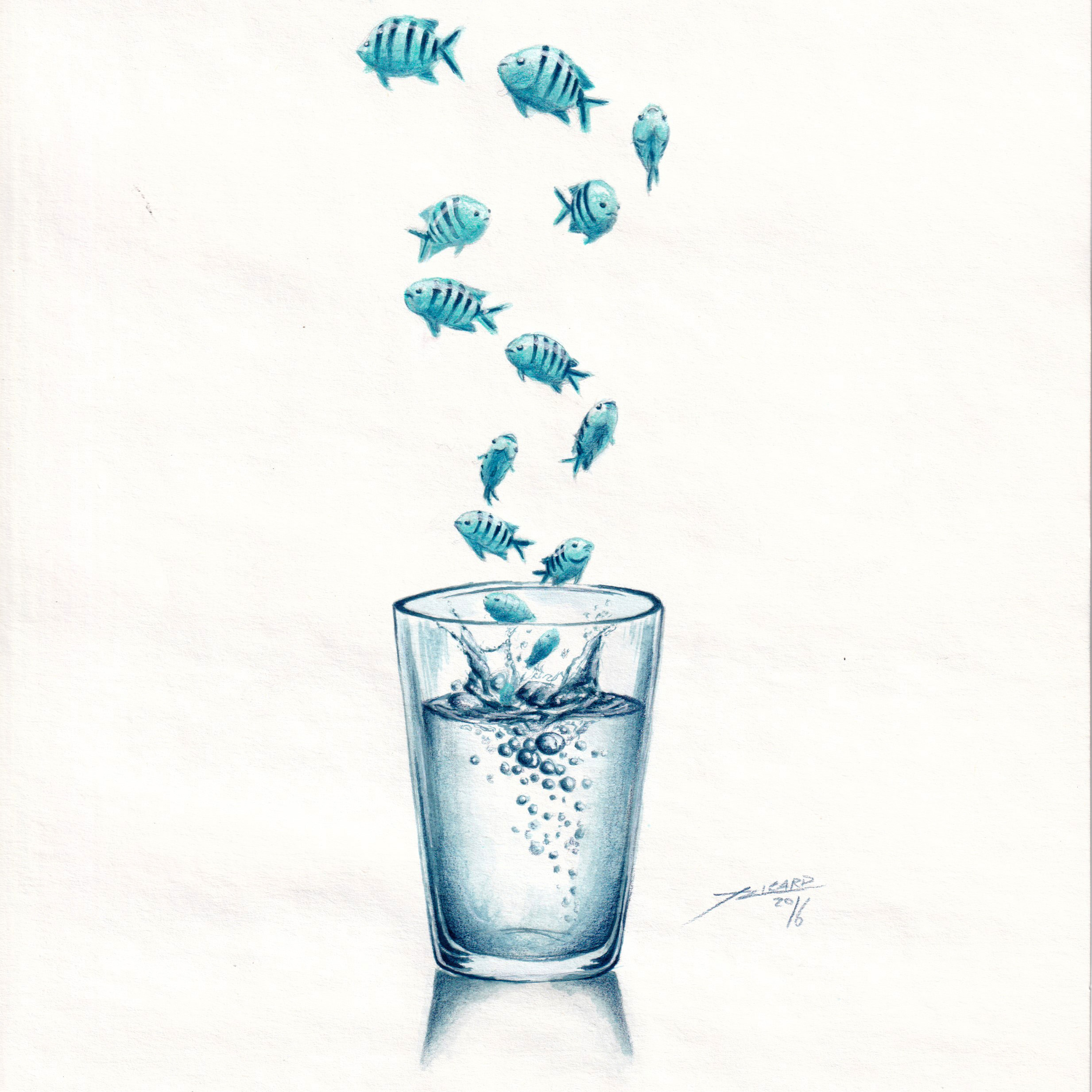De aquí al cielo. Acuarela y lápices de color, 2016