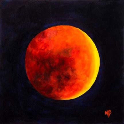 Lunar Eclipse  6" x 6"  Oil on Canvas Panel  SOLD