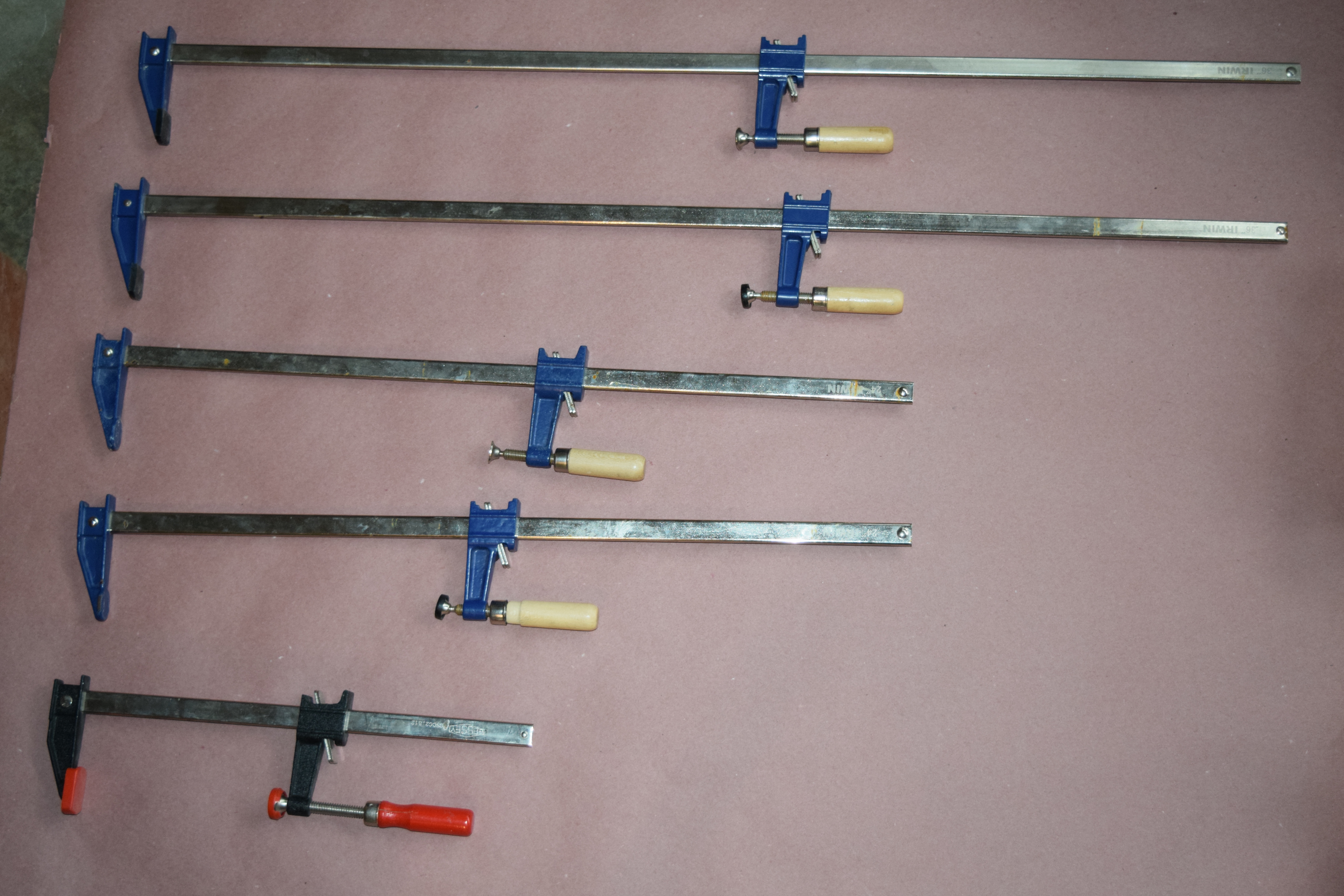 Clamps (x2 40”, x2, 28”, x1, 16”)