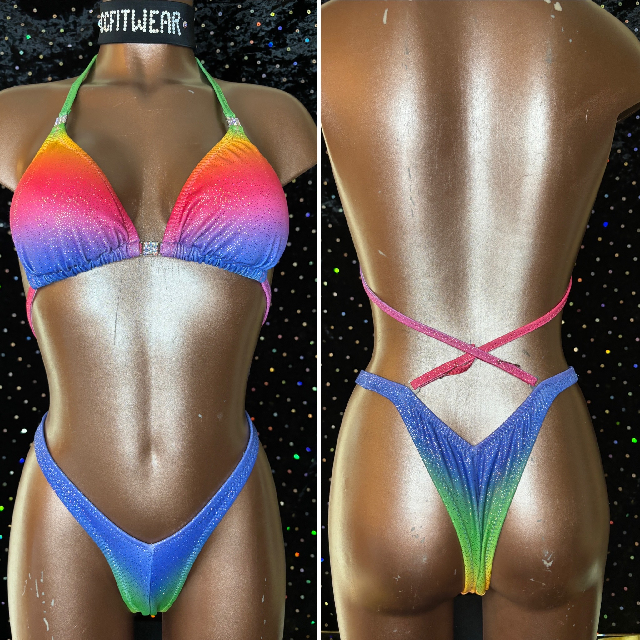 P8049
$100 special
C+ thin cut sliding top
Medum 
xxsmall back
Multicolor frost print