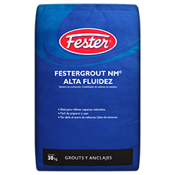 Producto químico en polvo a base de cemento Pórtland, agregados minerales y aditivos que al mezclarse con agua produce un mortero sin contracciones de alta fluidez y alta resistencia a la compresión (600 Kg./cm² a 28 días)