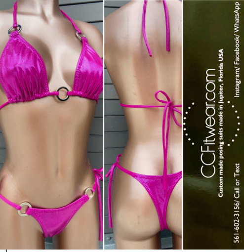 7. 
 C slim top  xsmall bottom tie sides and rings Raspberry frost 
$70