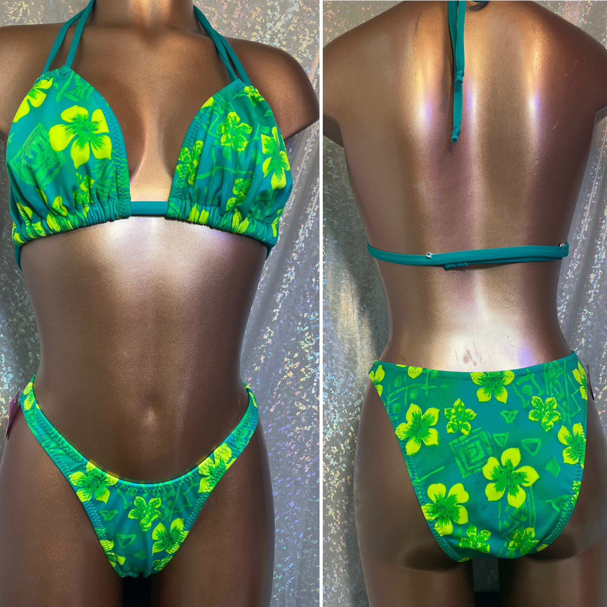 49. D double string top
French cut bottom

$55 (a suit)
mix and match with same print 