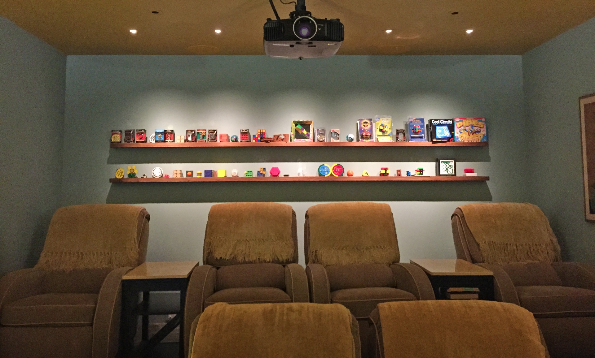 Home theater overhead projector installation. Home theater overhead projector installation.