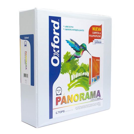 CARPETA DE 3 PULG. BLANCA HERRAJE EN O
OXFORD PANORAMA PARA 625 HOJAS CARTA
ARTÍCULO: CARPETA
MATERIAL: DE VINIL
TIPO: PANORAMICA
COLOR: BLANCA
PULGADAS: 3 PULGADAS