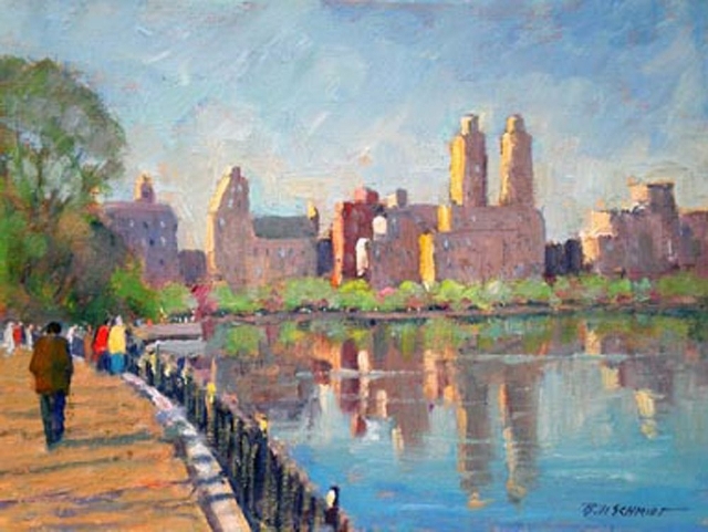 Schmidt, Along the Reservoir in Central Park, 9" x 12" Oil