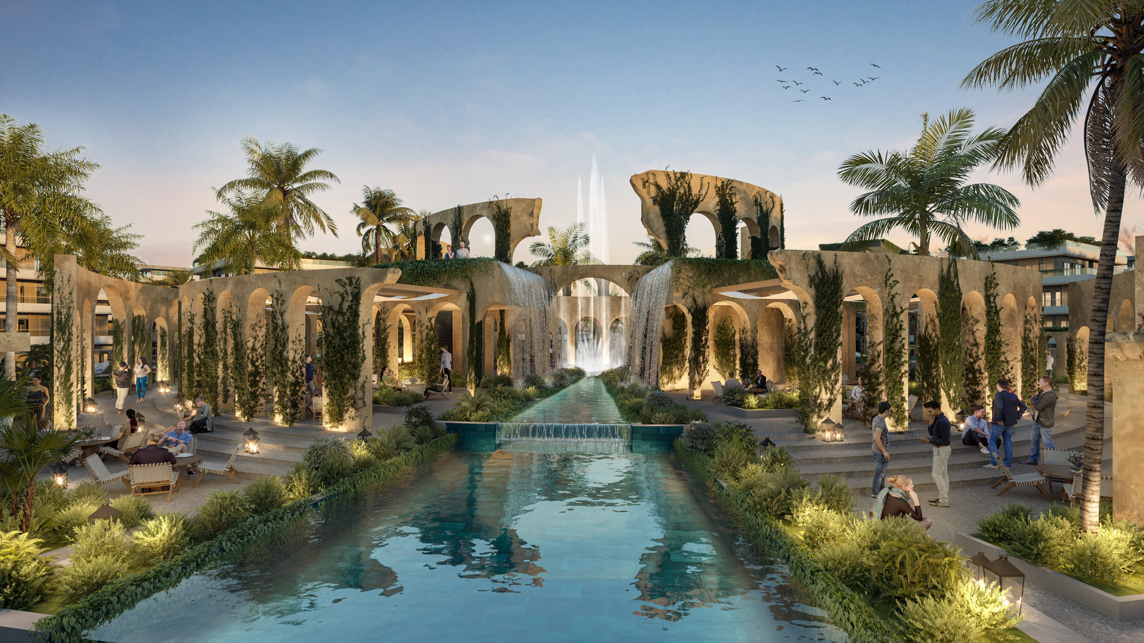 Con una estructura impresionante, espectaculares terrazas y 18 mil metros de piscina.