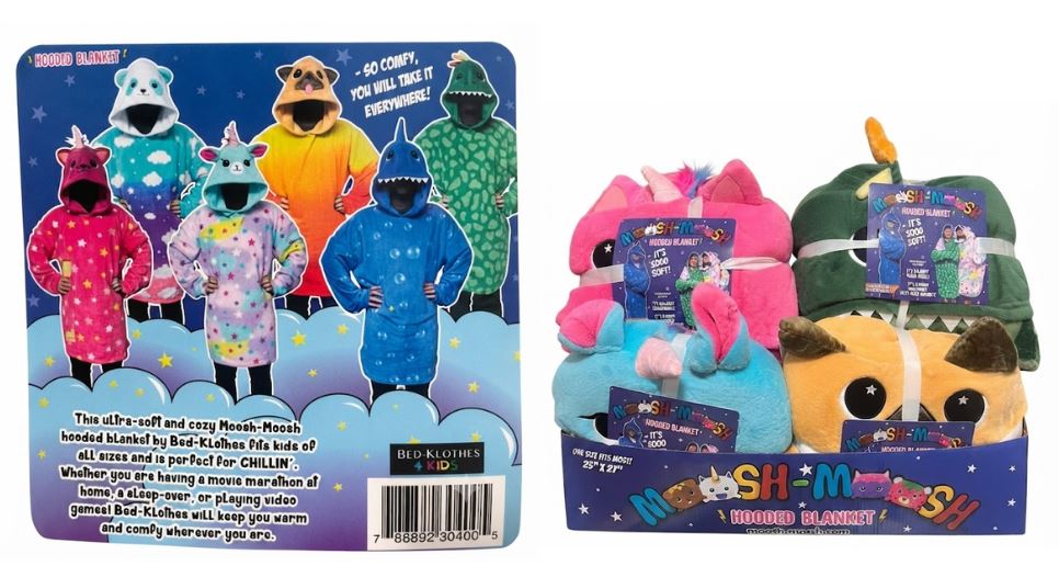3040R
MOOSH MOOSH HOODED BLANKET (23''X27'')
UPC : 786892304005
24 CS/PK  