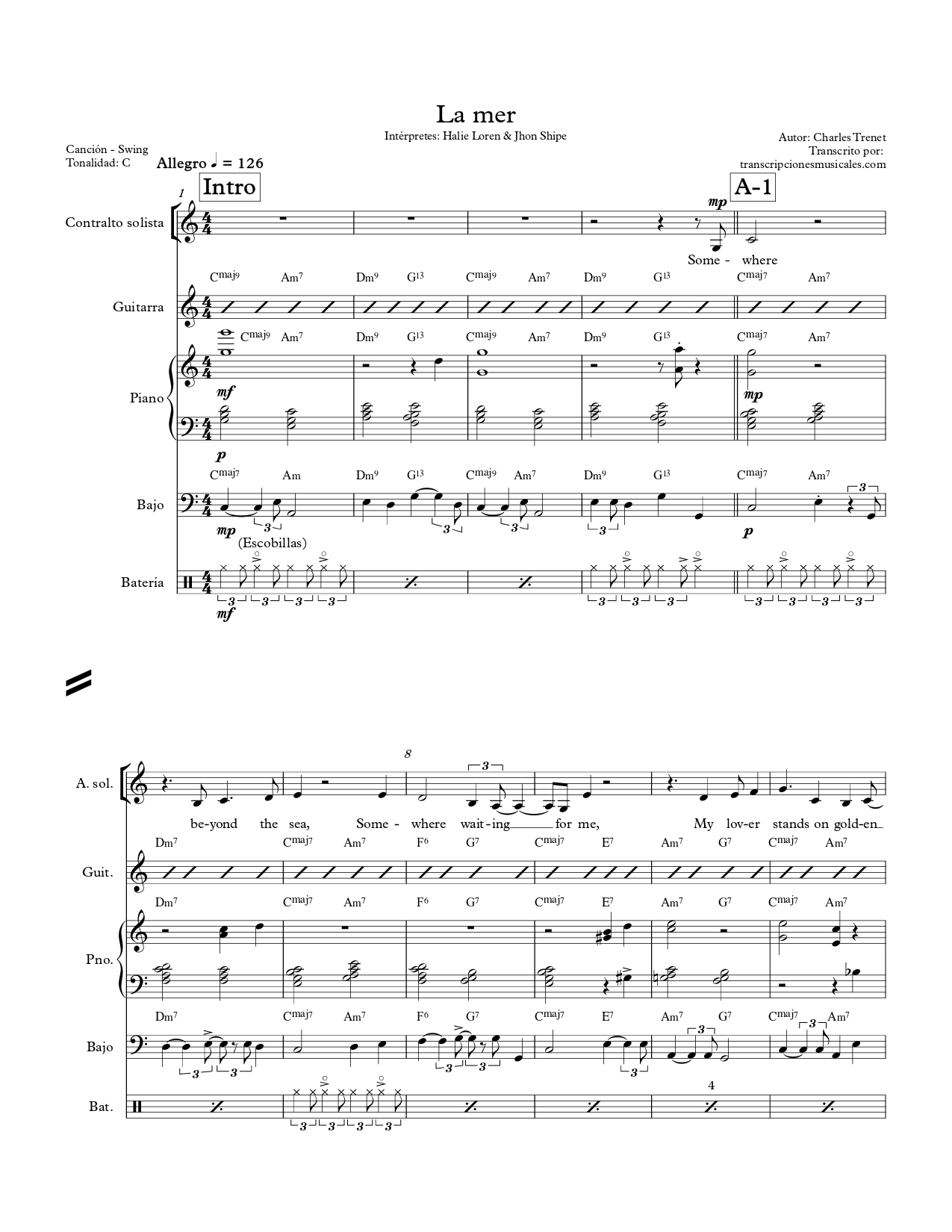 La mer - sheet music page 1